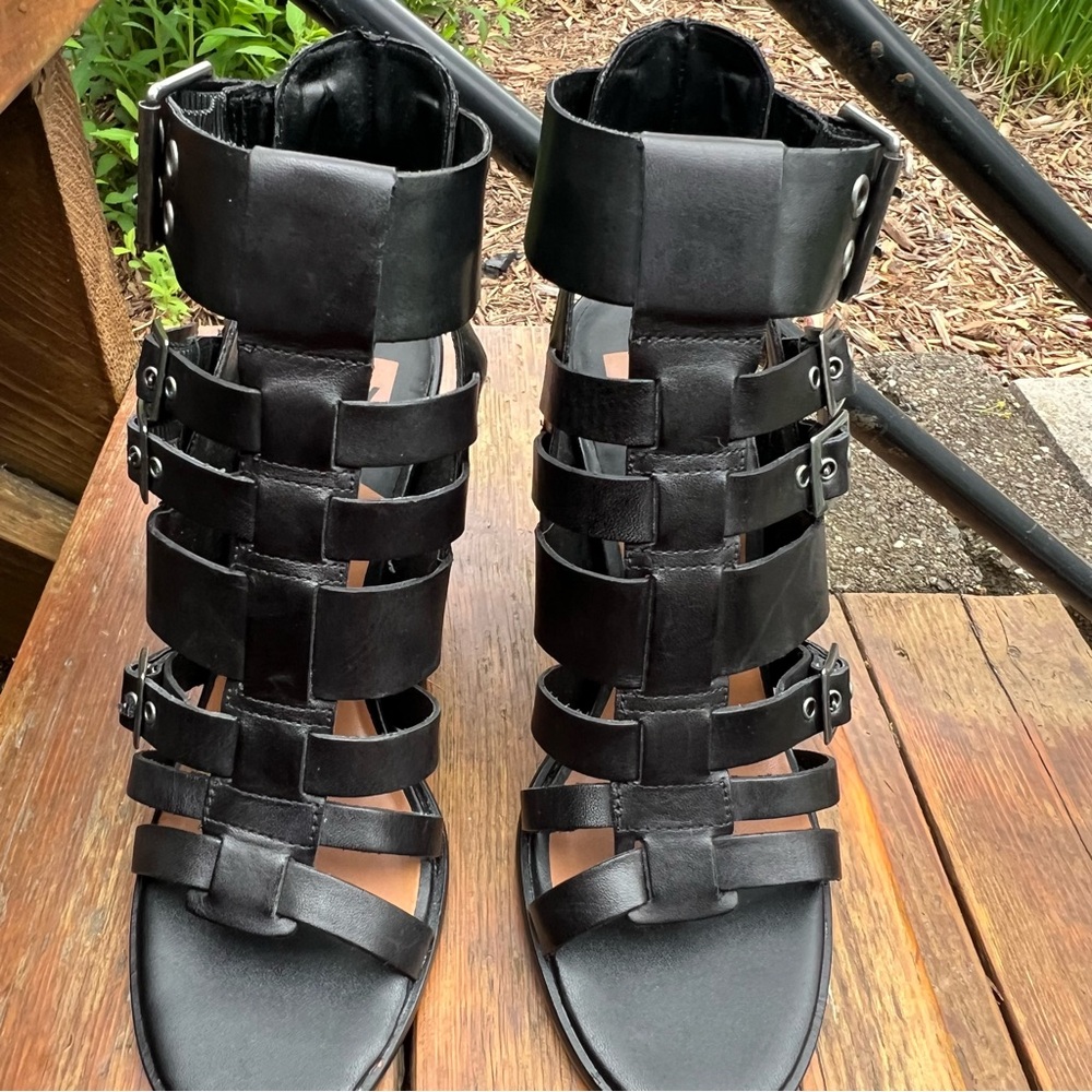 DOLCE VITA PAITYN STRAPPY BLACK LEATHER SANDALS SIZE 7.5 - Picture 2 of 14